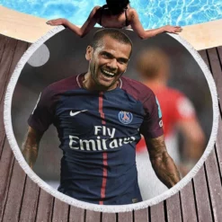 Strong Barcelona Football Player Dani Alves Round Beach Towel 1