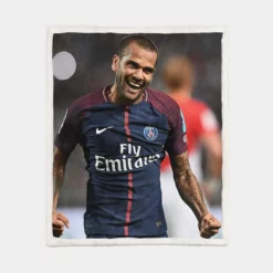 Strong Barcelona Football Player Dani Alves Sherpa Fleece Blanket 1