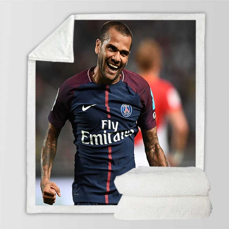 Strong Barcelona Football Player Dani Alves Sherpa Fleece Blanket