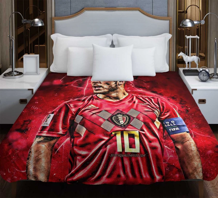 Strong Belgium Soccer Player Eden Hazard Duvet Cover