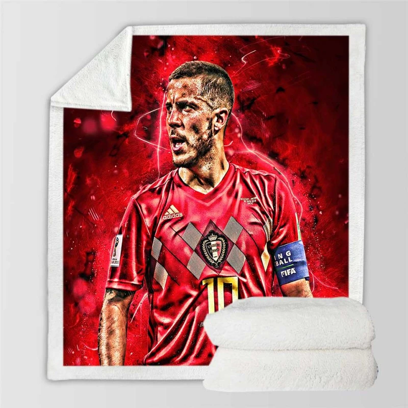 Strong Belgium Soccer Player Eden Hazard Sherpa Fleece Blanket