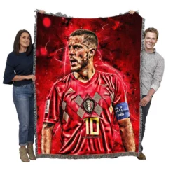 Strong Belgium Soccer Player Eden Hazard Woven Blanket