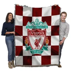Strong English Football Club Liverpool Logo Woven Blanket