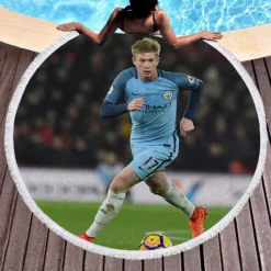 Strong Manchester City Football Player Kevin De Bruyne Round Beach Towel 1