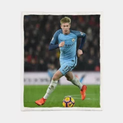 Strong Manchester City Football Player Kevin De Bruyne Sherpa Fleece Blanket 1