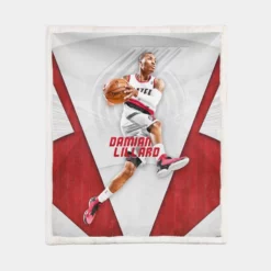 Strong NBA Basketball Player Damian Lillard Sherpa Fleece Blanket 1