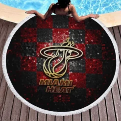 Strong NBA Basketball Team Miami Heat Round Beach Towel 1