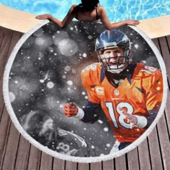Strong NFL Football Player Peyton Manning Round Beach Towel 1