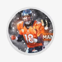 Strong NFL Football Player Peyton Manning Round Beach Towel