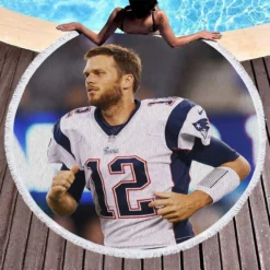 Strong NFL Player Tom Brady Patriots Round Beach Towel 1