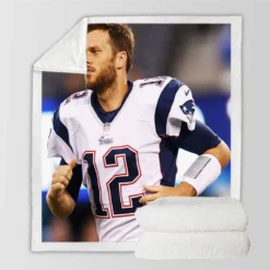 Strong NFL Player Tom Brady Patriots Sherpa Fleece Blanket