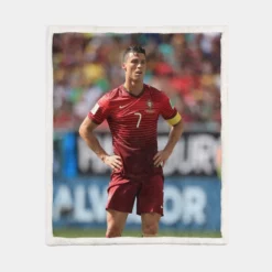 Strong Portugal Soccer Player Cristiano Ronaldo Sherpa Fleece Blanket 1