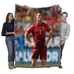 Strong Portugal Soccer Player Cristiano Ronaldo Woven Blanket