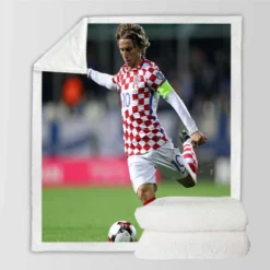 Strong Soccer Player Luka Modric Sherpa Fleece Blanket