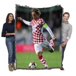 Strong Soccer Player Luka Modric Woven Blanket