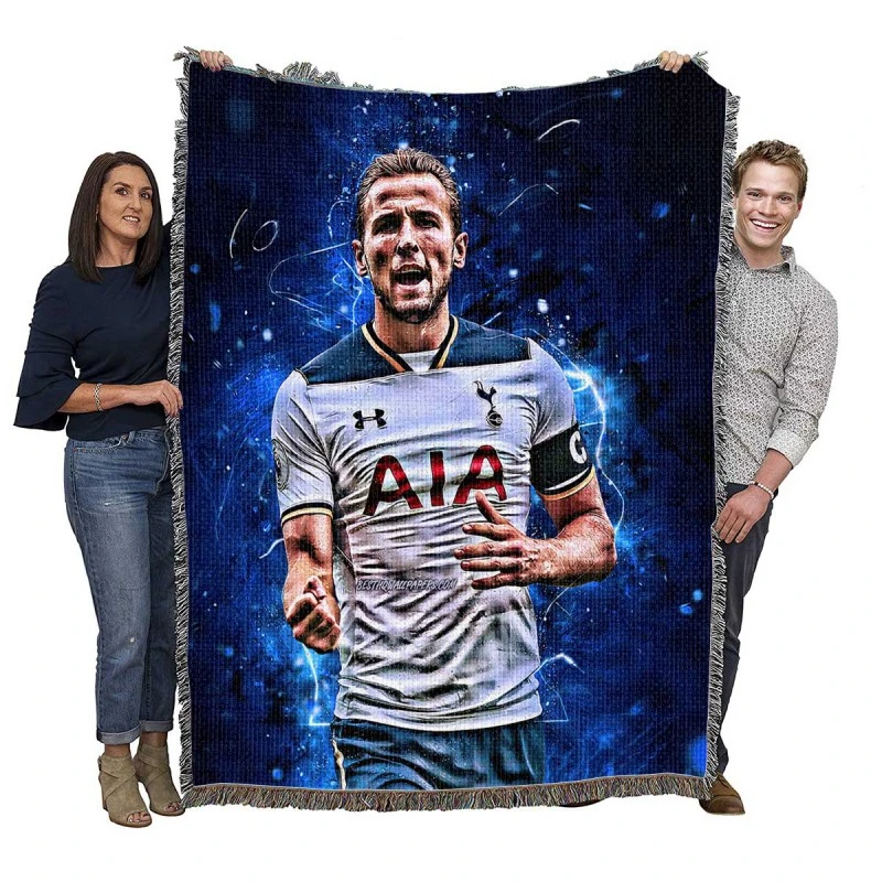 Strong Tottanham Team Player Harry Kane Woven Blanket