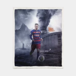 Supercopa de Espana Lionel Messi Sherpa Fleece Blanket 1