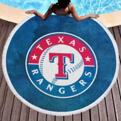 Texas Rangers Excellent MLB Team Logo Round Beach Towel 1