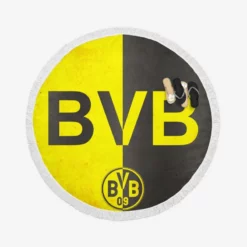 The Ultimate Borussia Dortmund Club Logo Round Beach Towel