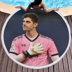 Thibaut Courtois Competitive UEFA Cup Round Beach Towel 1