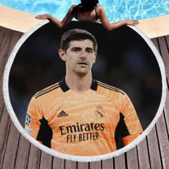 Thibaut Courtois Outstanding Football Round Beach Towel 1