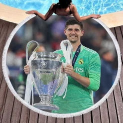 Thibaut Courtois Passionate Football Round Beach Towel 1