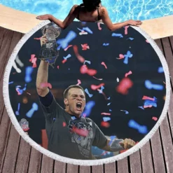 Tom Brady NFL Super Bowl Round Beach Towel 1