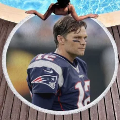 Tom Brady Patriots NFL Round Beach Towel 1