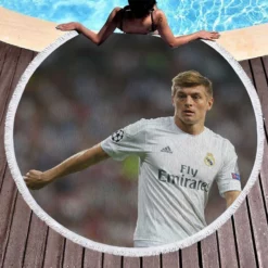 Toni Kroos Copa de la Liga Footballer Round Beach Towel 1