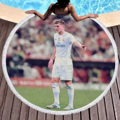 Toni Kroos Focused Madrid Football Player Round Beach Towel 1