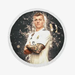 Toni Kroos Powerful Real Madrid Soccer Player Round Beach Towel