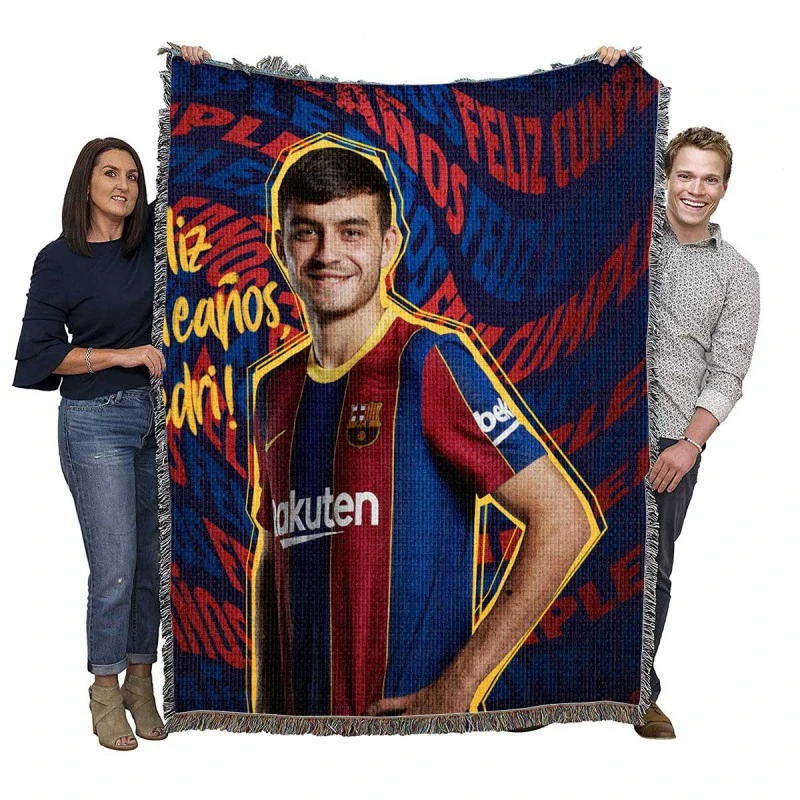 Top Ranked Barcelona Player Pedri Woven Blanket