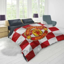 Top Ranked British Football Club Manchester United Logo Duvet Cover 1