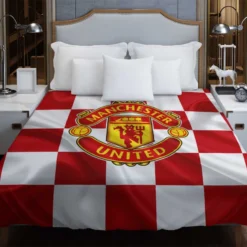 Top Ranked British Football Club Manchester United Logo Duvet Cover