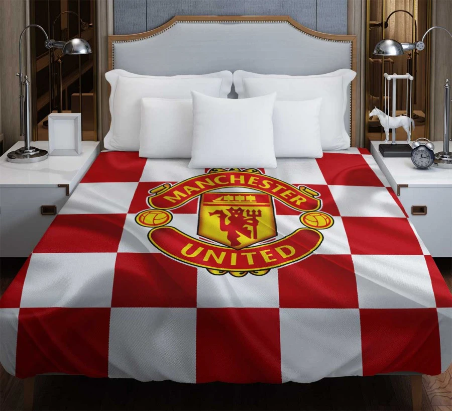 Top Ranked British Football Club Manchester United Logo Duvet Cover