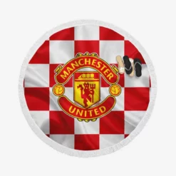 Top Ranked British Football Club Manchester United Logo Round Beach Towel