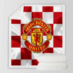 Top Ranked British Football Club Manchester United Logo Sherpa Fleece Blanket