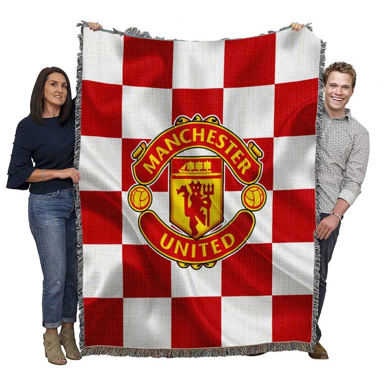 Top Ranked British Football Club Manchester United Logo Woven Blanket