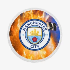 Top Ranked English Football Club Manchester City FC Round Beach Towel