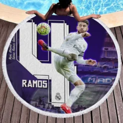 Top Ranked Footballer Sergio Ramos Round Beach Towel 1