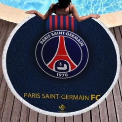 Top Ranked Ligue 1 Football Club PSG Logo Round Beach Towel 1