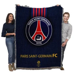 Top Ranked Ligue 1 Football Club PSG Logo Woven Blanket