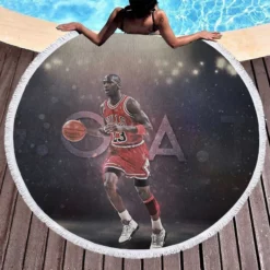 Top Ranked NBA Basketball Player Michael Jordan Round Beach Towel 1