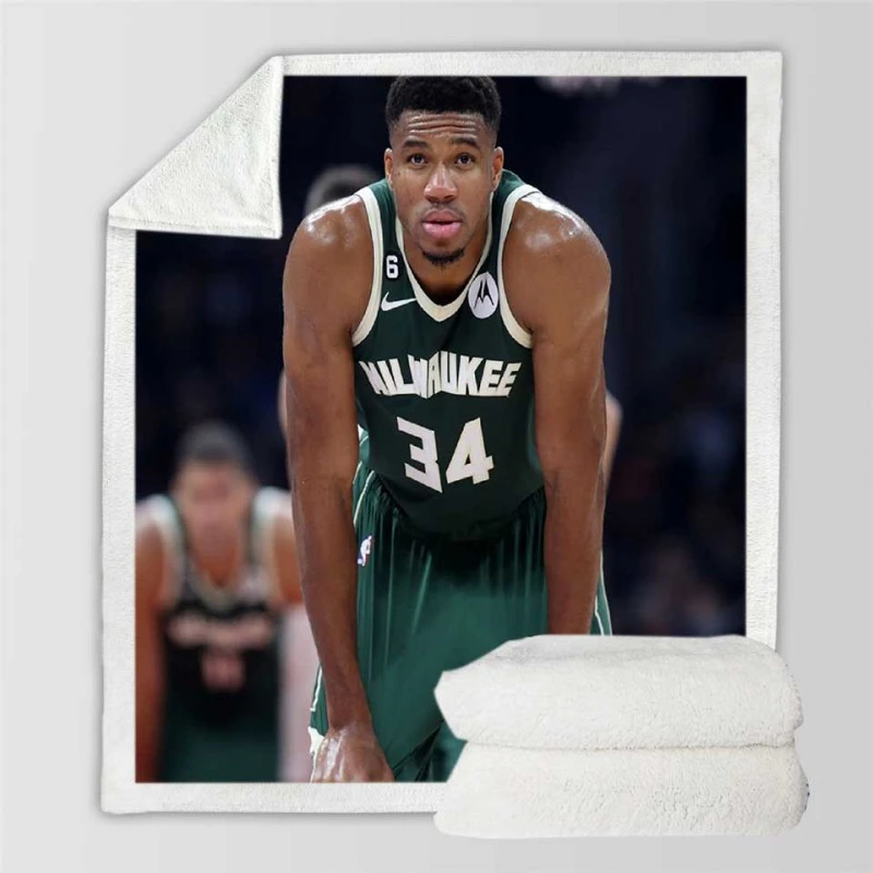 Top Ranked NBA Player Giannis Antetokounmpo Sherpa Fleece Blanket