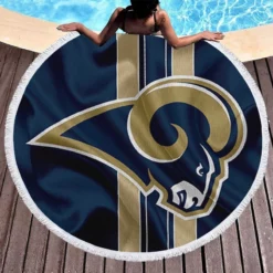 Top Ranked NFL Club Los Angeles Rams Round Beach Towel 1