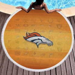 Top Ranked NFL Football Club Denver Broncos Round Beach Towel 1