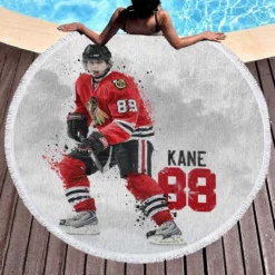 Top Ranked NHL Hockey Player Patrick Kane Round Beach Towel 1