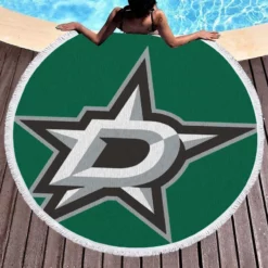 Top Ranked NHL Ice Hockey Club Dallas Stars Round Beach Towel 1