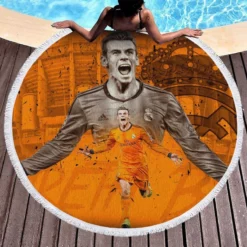 Top Ranked Soccer Player Gareth Bale Round Beach Towel 1