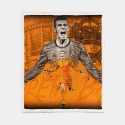 Top Ranked Soccer Player Gareth Bale Sherpa Fleece Blanket 1